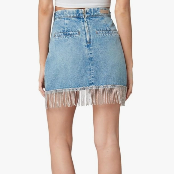 Blank NYC Silver Blue Wrap Mini Skirt Asymmetrical - Picture 2 of 5